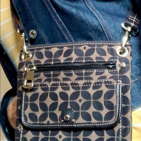 NEW Fossil crossbody bag signature canvas black/tan - Picture 12 of 15